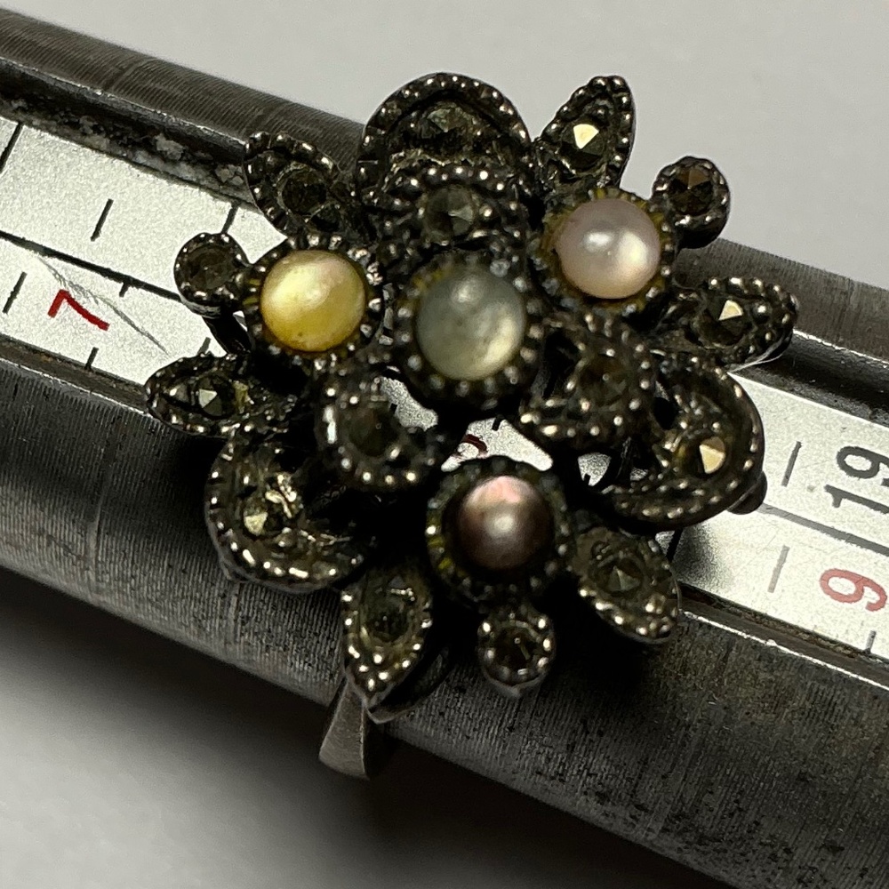 Sterling Silver Multi Stone Ring With Marcasite. … - image 2